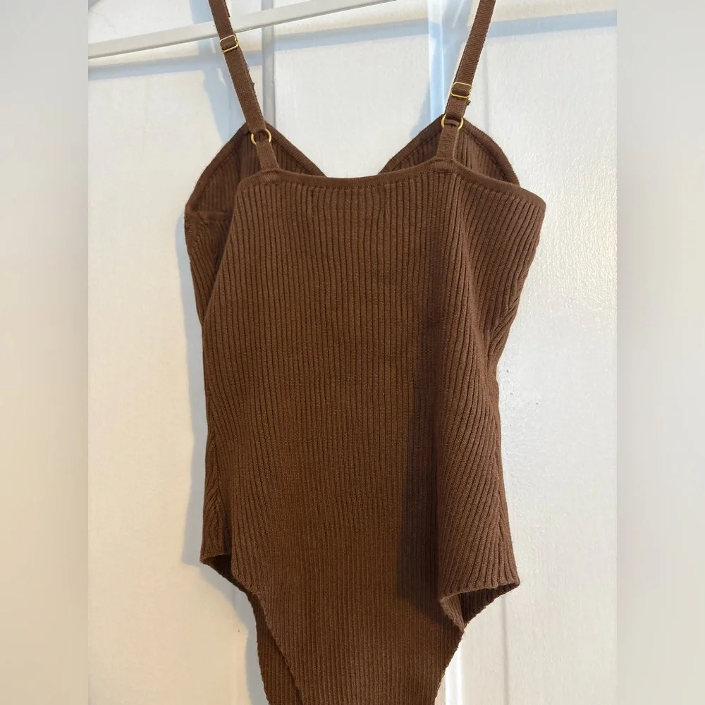 Brown Ribbed One Piece - Picture 2 of 6